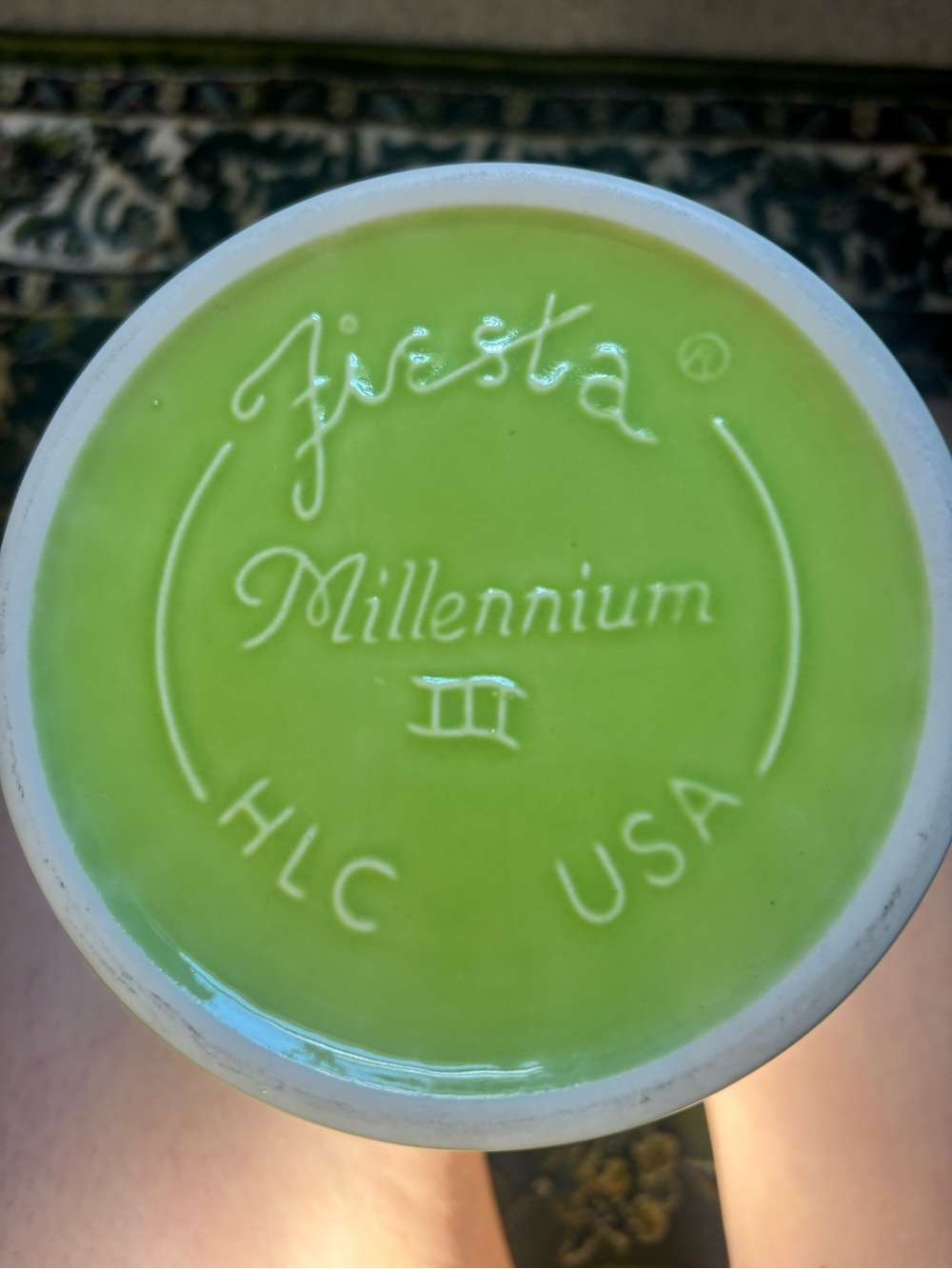 MILLENNIUM III FIESTA WARE CHARTREUSE VASE: YEAR OF 2000!!! - Picture 8 of 10